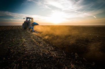 Tractor plowing fields -preparing land for sowing in autumn © Dusan Kostic