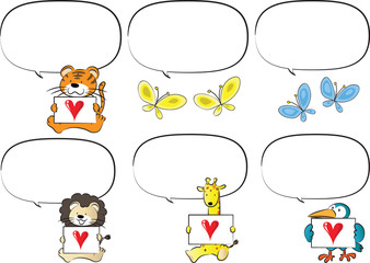 animals with card and love