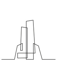 Continuous line drawing. Modern building construction. Silhouette of the city in a flat style. Vector illustration