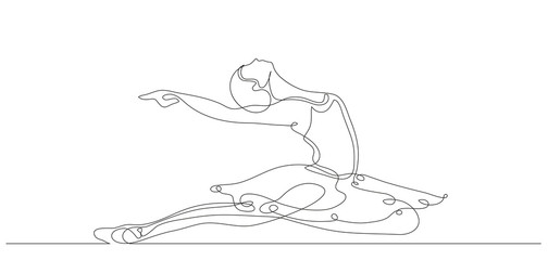 Continuous line drawing. Illustration shows a Ballerina in motion. Art. Ballet. Vector illustration