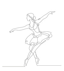 Fototapeta na wymiar Continuous line drawing. Illustration shows a Ballerina in motion. Art. Ballet. Vector illustration