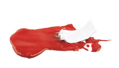 Gordijnen Paint tube in a dye spill isolated © Dmitri Stalnuhhin
