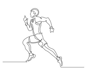 Fototapeta na wymiar Continuous line drawing. Illustration shows a athlete. Running man. Sport. Athletics. Vector illustration