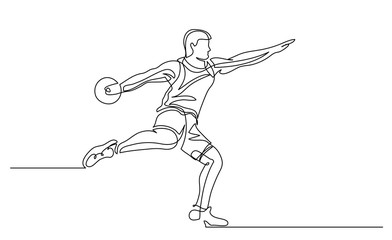 Fototapeta na wymiar Continuous line drawing. Illustration shows a athlete throwing disc. Sport. Discus. Vector illustration