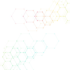 Obraz na płótnie Canvas Geometric abstract background with hexagons. Structure molecule and communication. Science, technology and medical concept. Vector illustration.
