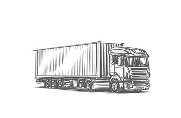 European Semitrailer truck illustration. Vector. 