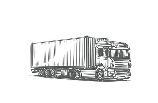 European Semitrailer truck illustration. Vector. 