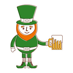 leprechaun character holding beer celebration vector illustration