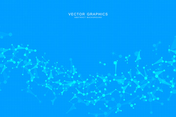 Vector molecule background, genetic and chemical compounds. Abstract connected lines with dots, medical, technological and scientific concept.