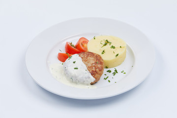 mashed potato with cutlet
