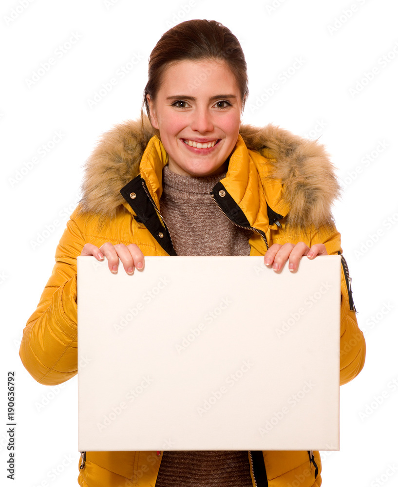 Wall mural junge frau mit schild