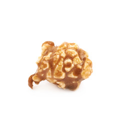 Caramel coated popcorn isolated