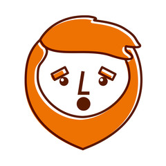 cartoon surprised face man beard character vector illustration