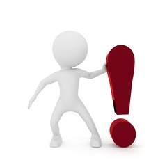 Red exclamation mark stickman 3d