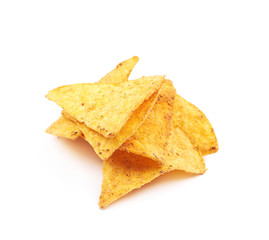 Pile of tortilla chips isolated