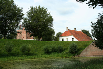 Castle Loevenstein along the river Waal