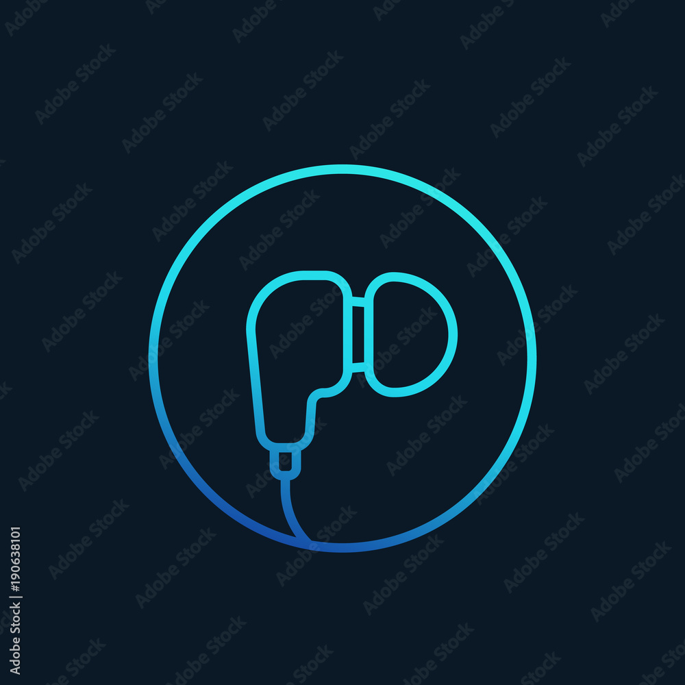 Canvas Prints earbud headphones, earphones vector linear icon