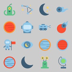 Icons set about Universe. with moon rover, observation and neptune © Orxan