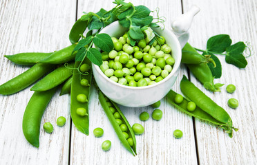 green peas on a table