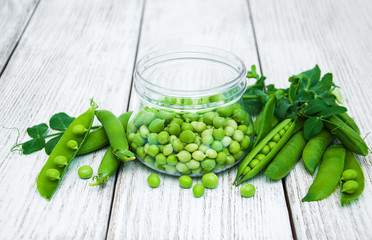 green peas on a table