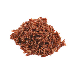 Pile of cooked red rice isolated