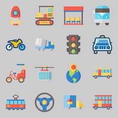 Icons set about Transportation. with traffic light, double decker and destination