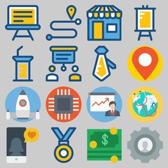 Icon set about Digital Marketing with keywords microchip, worldwide, tie, placeholder, shop and medal