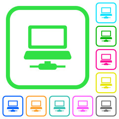 Network computer vivid colored flat icons