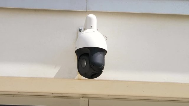 Close up on Survelliance Security Camera in the city
