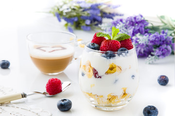 Healthy breakfast full of vitamins and probiotics