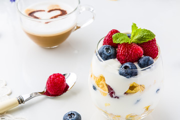 Healthy breakfast full of vitamins and probiotics