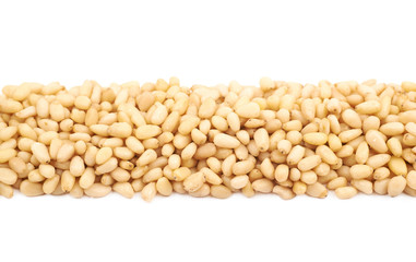 Line made of pine nuts isolated