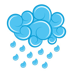 blue cloud rain drops atmosphere cartoon image vector illustration