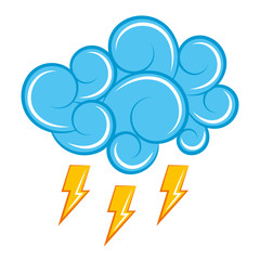 blue cloud thunderbolt storm cartoon image vector illustration