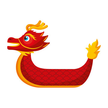 red dragon boat cartoon chinese vector illustration