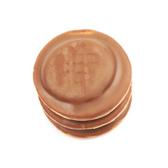 Biscuit cake with filling isolated