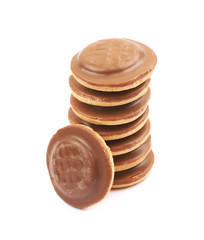 Biscuit cake with filling isolated