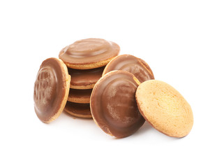 Biscuit cake with filling isolated