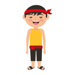 funny cartoon chinese man standing vector illustration