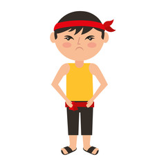 angry cartoon chinese man standing vector illustration