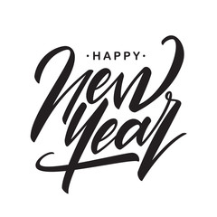 Handwritten vintage brush type lettering of Happy New Year