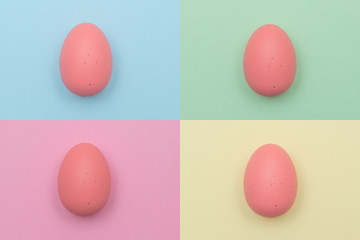 Easter eggs on pastel color background for Easter celebration