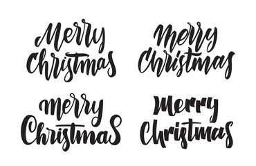 Set of Handwritten type lettering of Merry Christmas. Typography design for Greetings Cards