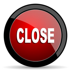 Close vector icon. Modern design red and black glossy web and mobile applications button in eps 10
