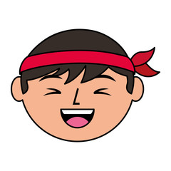 cartoon face laughing chinese man vector illustration