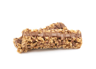 Chocolate granola bar isolated