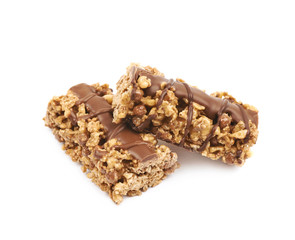 Chocolate granola bar isolated