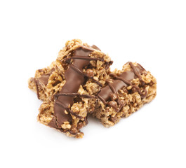 Chocolate granola bar isolated