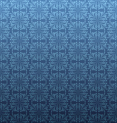 Blue background. Flower pattern. Vector
