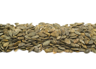 Line made of pumpkin seeds isolated